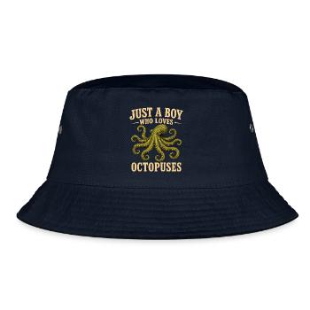 Just A Boy Who Loves Octopuses - Bucket Hat - Navy - Vorne
