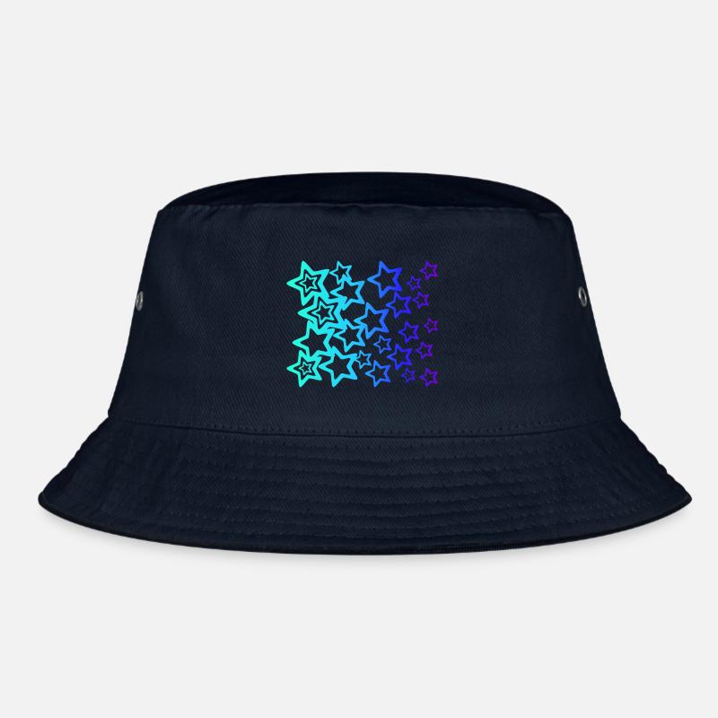 Many blue stars, star pattern Bucket Hat