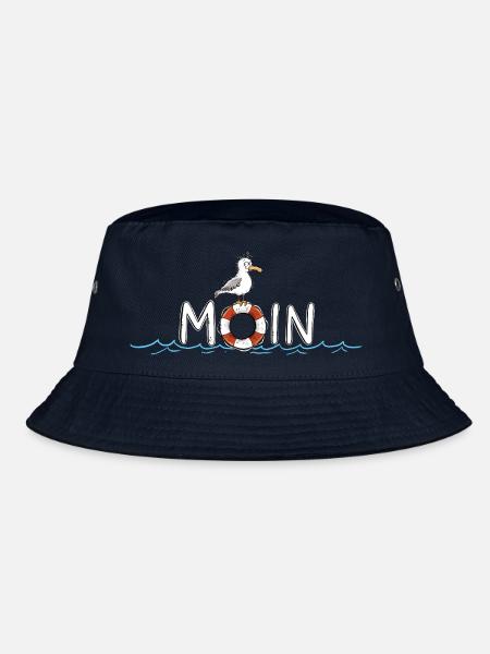 Moin Spruch Möwe Rettungsring Maritim  - Bucket Hat - Navy