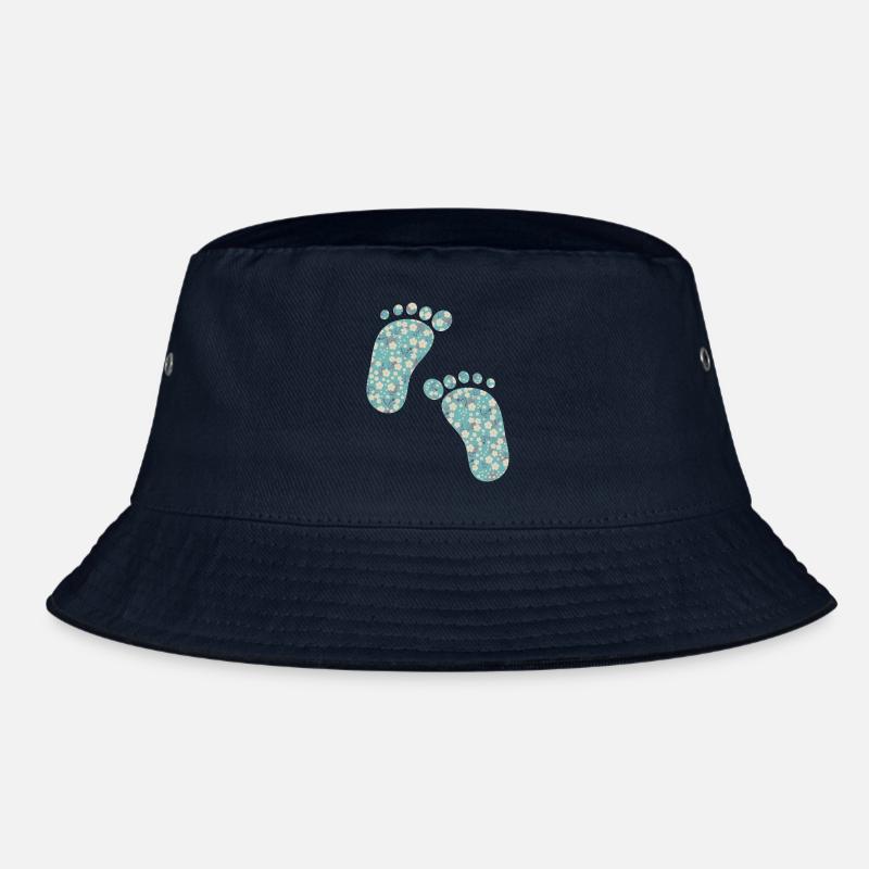 turquoise liberty footprints - Bucket Hat - navy