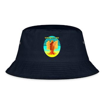 Glowing Orange Cyber Bird: Bird of Happines - Bucket Hat - navy - Front