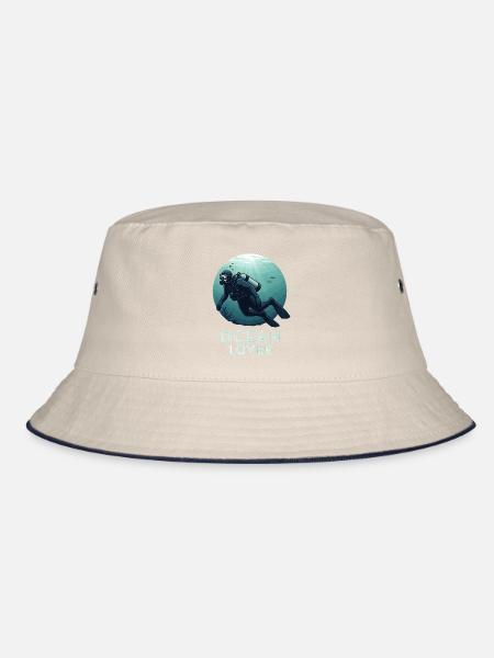 Diver Ocean Lover Underwater for Diving Friends - Bucket Hat - ecru/navy - Front