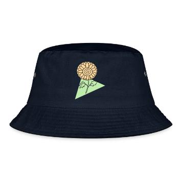 Sonnenblumenblüte in mintgrüner geometrischer Form - Bucket Hat - Navy - Vorne