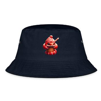 Cute Snake in Cone - Bucket Hat - navy - Front