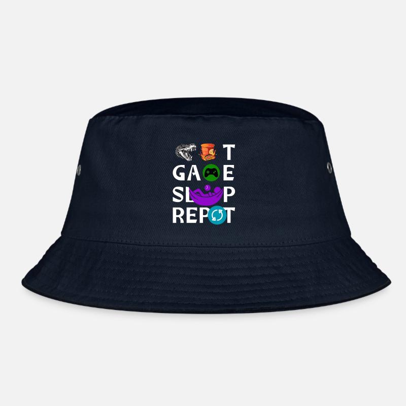 Eat Sleep Game Repeat Icon Collage Bucket Hat