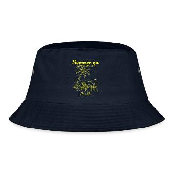 Summer on. Sarcasm off. Gelb. - Bucket Hat - Navy - Vorne