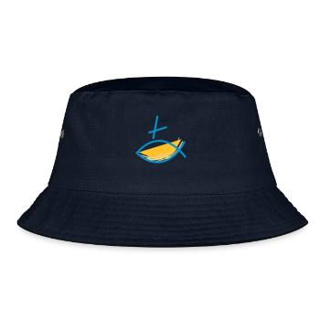Altkatholischer Logo Fisch Blau/Gelb - Bucket Hat - Navy - Vorne
