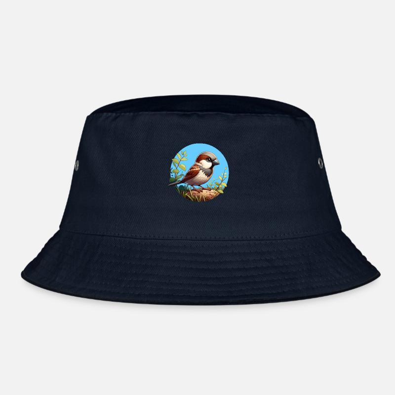 Sparrow on a branch Bucket Hat