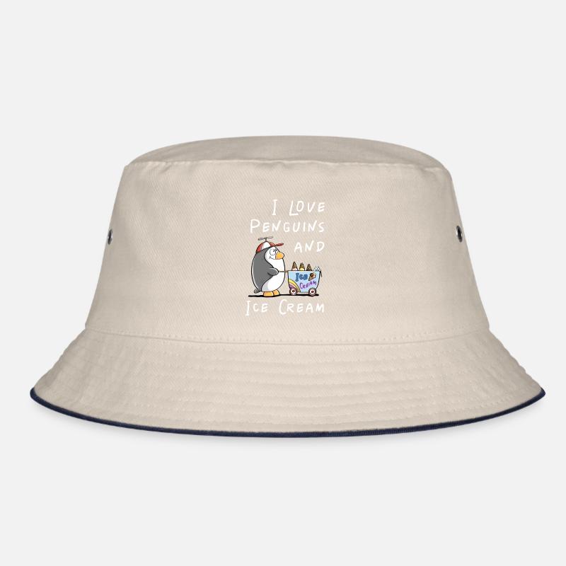 I Love Penguins and Eiscreme - Pinguin Eis Comic Bucket Hat