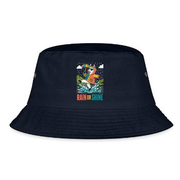 Rain or Shine – Fröhliches Lama im Regen - Bucket Hat - Navy - Vorne