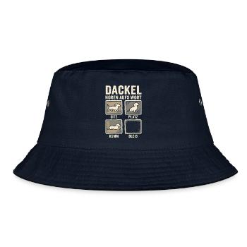 Dackel Hört Aufs Wort Sitz Platz Komm Bleib Hund - Bucket Hat - Navy - Vorne