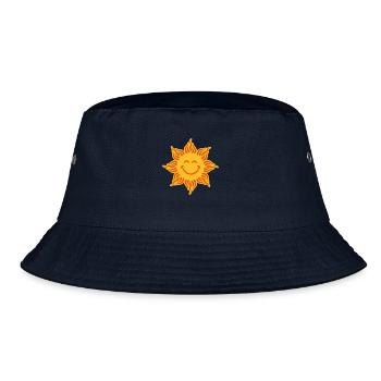 Smiling sun funny face - Bucket Hat - navy - Front