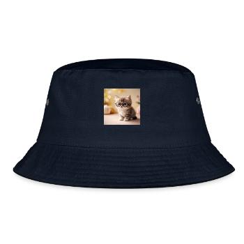 cute cat - Bucket Hat - navy - Front