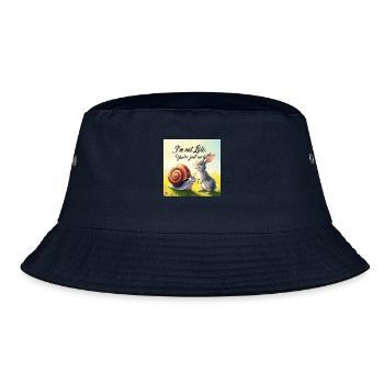 A Rabbit and a Snail "Early and Late" - Bucket Hat - navy - Front