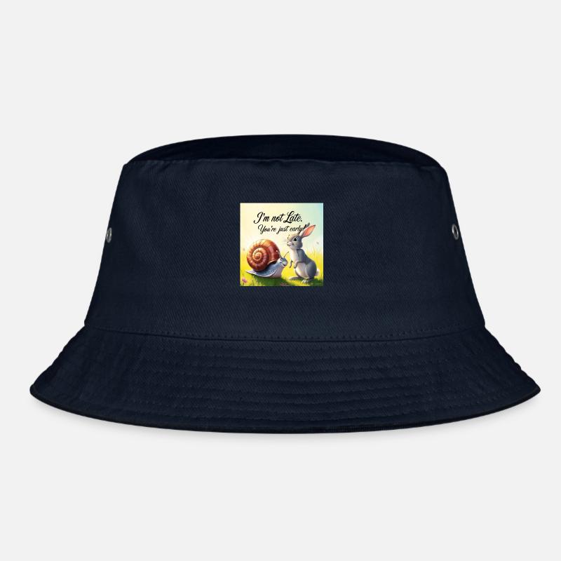 A Rabbit and a Snail "Early and Late" Bucket Hat