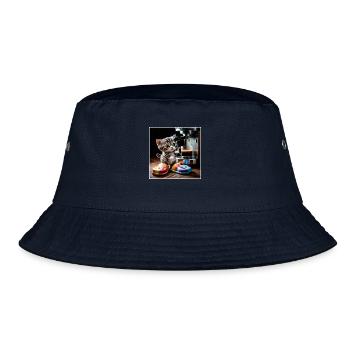 Cat takes a coffee break - Bucket Hat - navy - Front