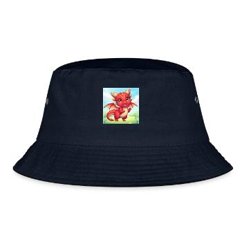 Red Chibi Dragon - Bucket Hat - navy - Front
