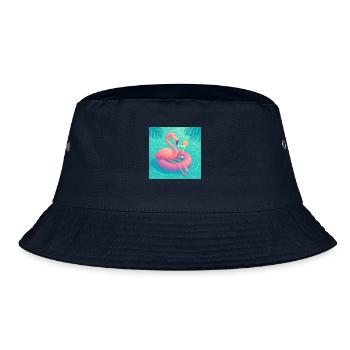 Flamingo Chill – Urlaub am Pool - Bucket Hat - Navy - Vorne