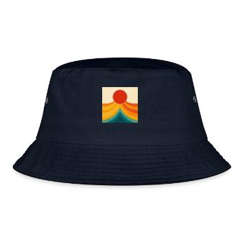 Figurativer Sonnenuntergang am Meer - Bucket Hat - Navy - Vorne