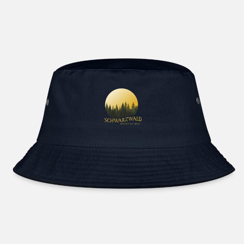 Forest Landscape Sunset Black Forest - Bucket Hat - navy
