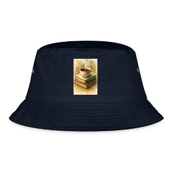Buch und Kaffee - Bucket Hat - Navy - Vorne