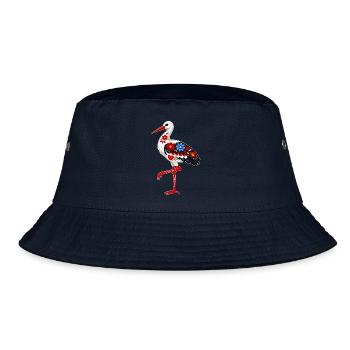 Folk Stork standing on one leg - Bucket Hat - navy - Front