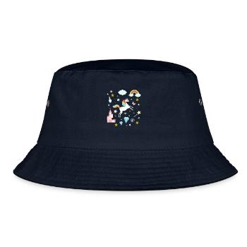 Einhorn Regenbogen Fantasie Diamant Prinzessin - Bucket Hat - Navy - Vorne