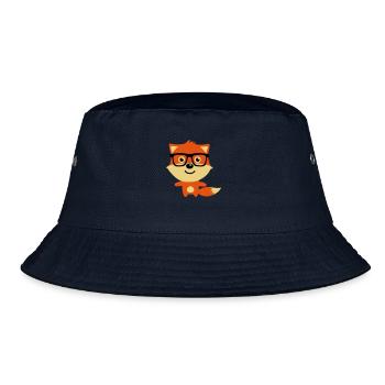Cute & Funny Hipster Baby fox with nerd glasses - Bucket Hat - navy - Front