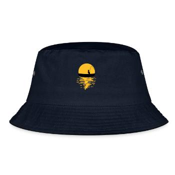 boat sun evening angler sport silhouette clipart h - Bucket Hat - navy - Front