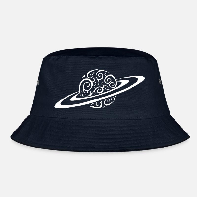 White Spiral Planet Bucket Hat