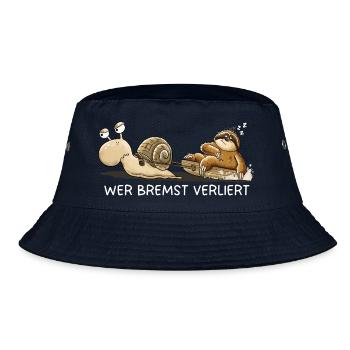 Wer bremst verliert Faultier Schnecke Tierhumor - Bucket Hat - Navy - Vorne