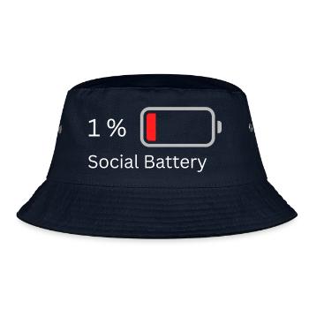 Social Battery 1% dunkles Shirt - Bucket Hat - Navy - Vorne
