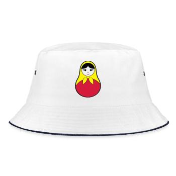 Matroschka / Babuschka - russische Puppe in Puppe - Bucket Hat - Weiß/Navy - Hinten