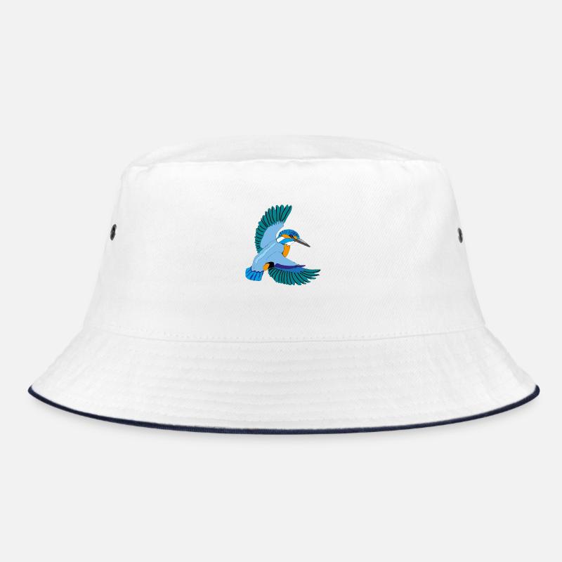 Eisvogel - Bucket Hat - Weiß/Navy
