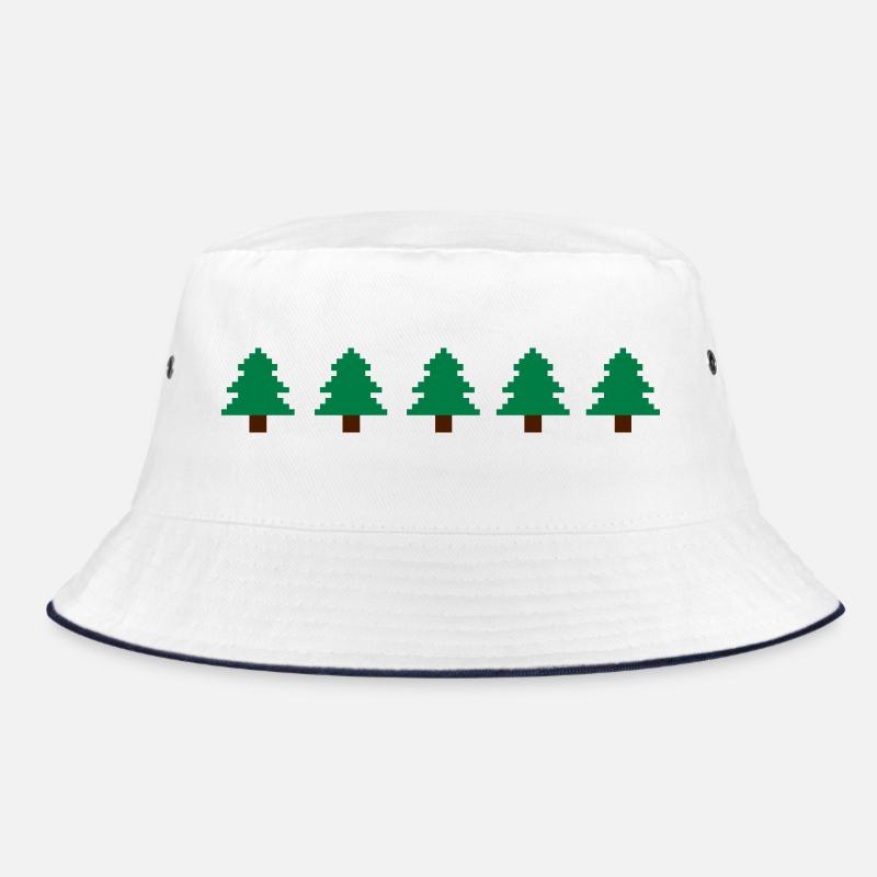 Weihnachtsbäume Pixel - Bucket Hat - Weiß/Navy