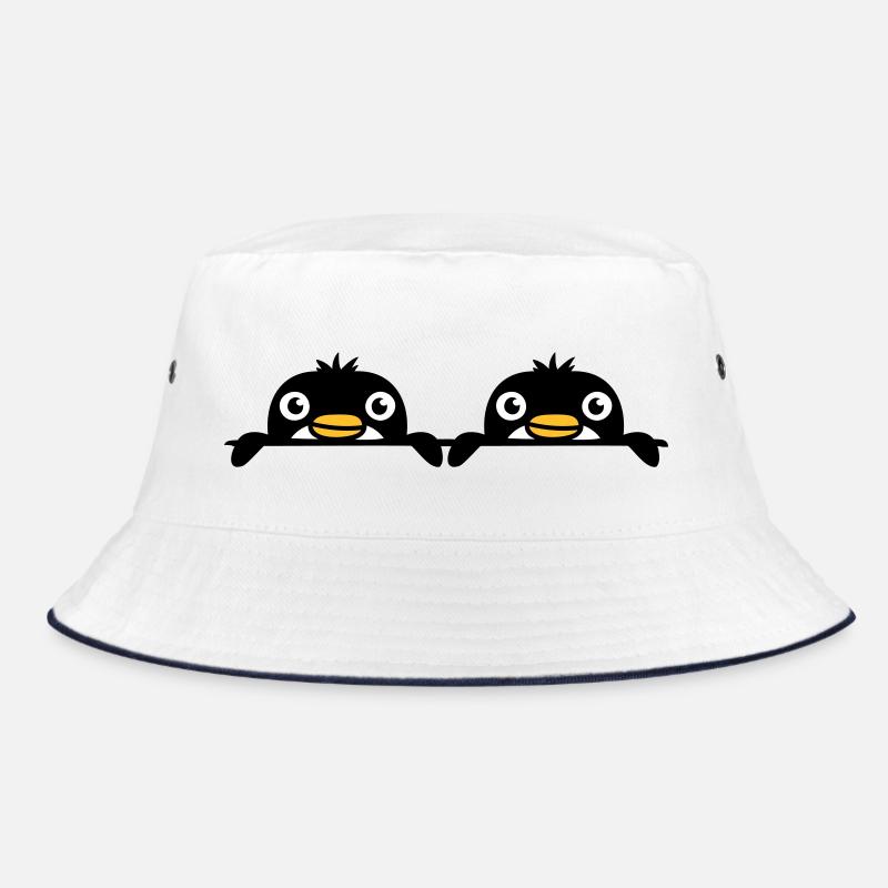 2 Pinguine Freunde gucken hinter Mauer hervor Team Bucket Hat