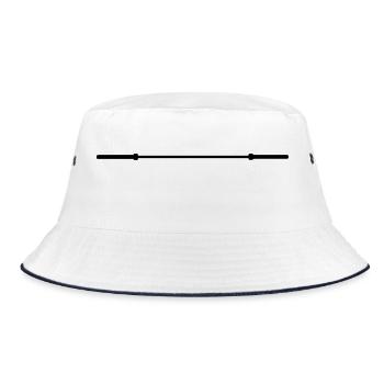 leere Langhantel - Bucket Hat - Weiß/Navy - Vorne