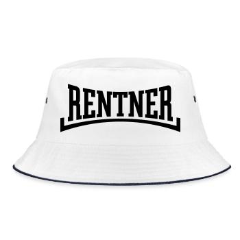 Rentner (Rente / Ruhestand / Konkav / Black) - Bucket Hat - Weiß/Navy - Vorne
