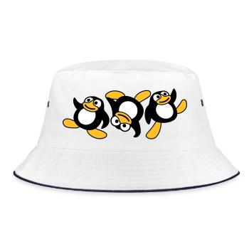 Three Breakdance Penguins Dancing Party Fun Music - Bucket Hat - white/navy - Front