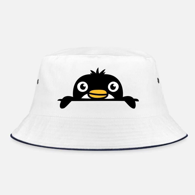 Kleiner Pinguin guckt süß hinter Mauer hervor Kind Bucket Hat