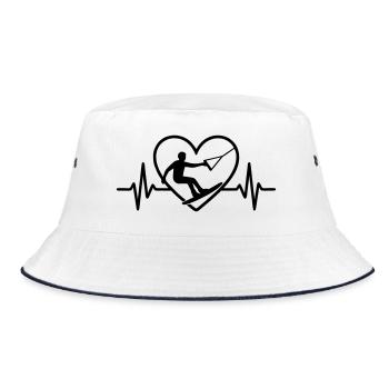 Wakeboard Sport Wakeboarder Herz - Bucket Hat - Weiß/Navy - Vorne