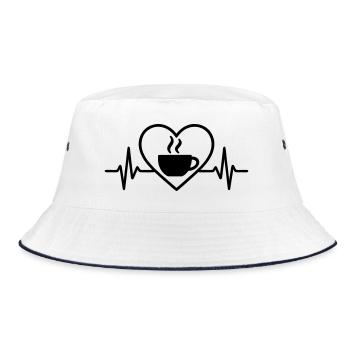 Coffee Cup Steam Heart - Bucket Hat - white/navy - Front