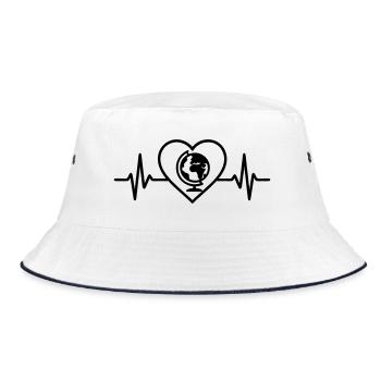 Globe Travel Heart - Bucket Hat - white/navy - Front