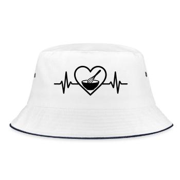 Confectioner Whisk Bowl Heart - Bucket Hat - white/navy - Front