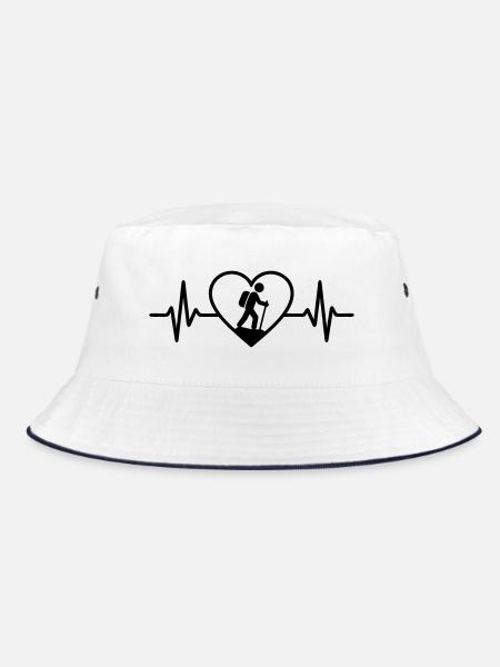 Hiking Nature Outdoor Heart - Bucket Hat - white/navy - Front