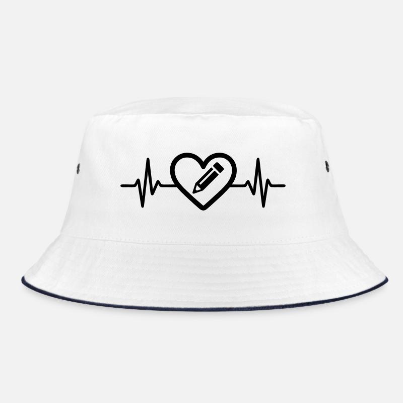 Pencil Drawing Art Heart Bucket Hat
