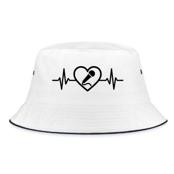 Heart Karaoke Microphone Singing - Bucket Hat - white/navy - Front