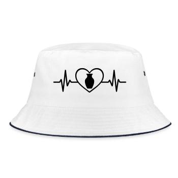 Toepferei Vase Herz - Bucket Hat - Weiß/Navy - Vorne