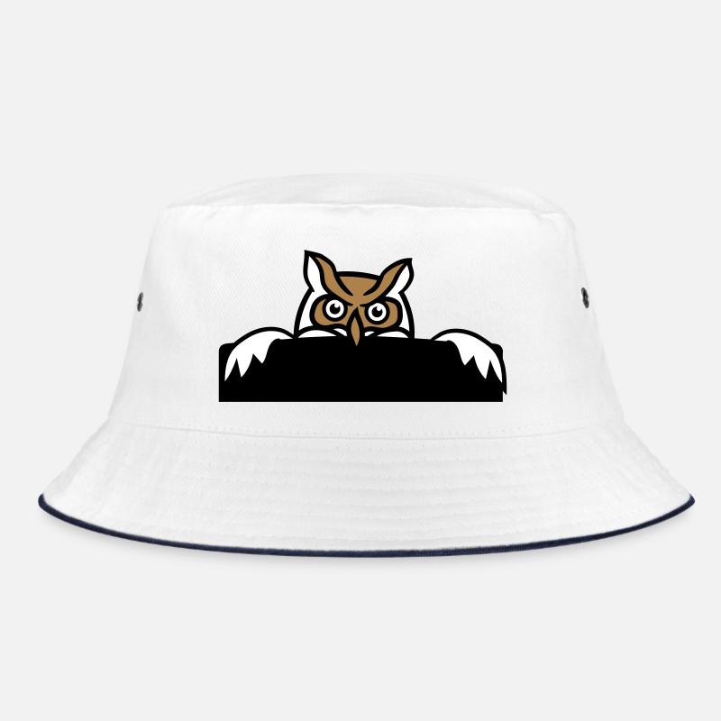 Owl Hiding Behind Wall Fence Wall Sign Bucket Hat