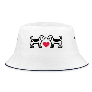Beagle Hund Beagles 2 Hunde Liebe Herz - Bucket Hat - Weiß/Navy - Vorne